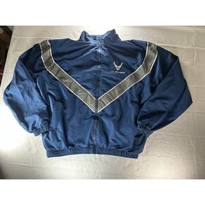 US Air Force Windbreaker Jacket Blue Gray Full Zip Vintage Military Mens